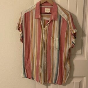 American Eagle Outfitters Colorful Striped Button-Down Shirt